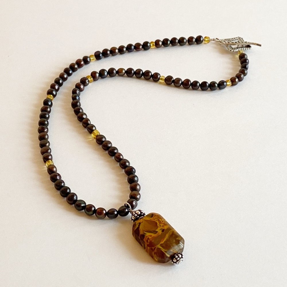 Freshwater Pearl And Natural Stone Necklace